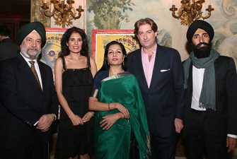 Ambassador Hardeep Singh Puri, Tina Bhojwani, Lakshmi Puri, Mortimer Singer and Waris Ahluwalia